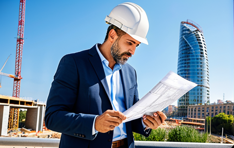 **

"A professional architect, fully clothed in a stylish but modest business casual outfit, reviewing blueprints on a construction site in Barcelona, Spain. The background shows modern buildings and a clear blue sky. Safe for work, appropriate content, perfect anatomy, natural proportions, professional, family-friendly, well-formed hands, proper finger count, natural body proportions."

**
