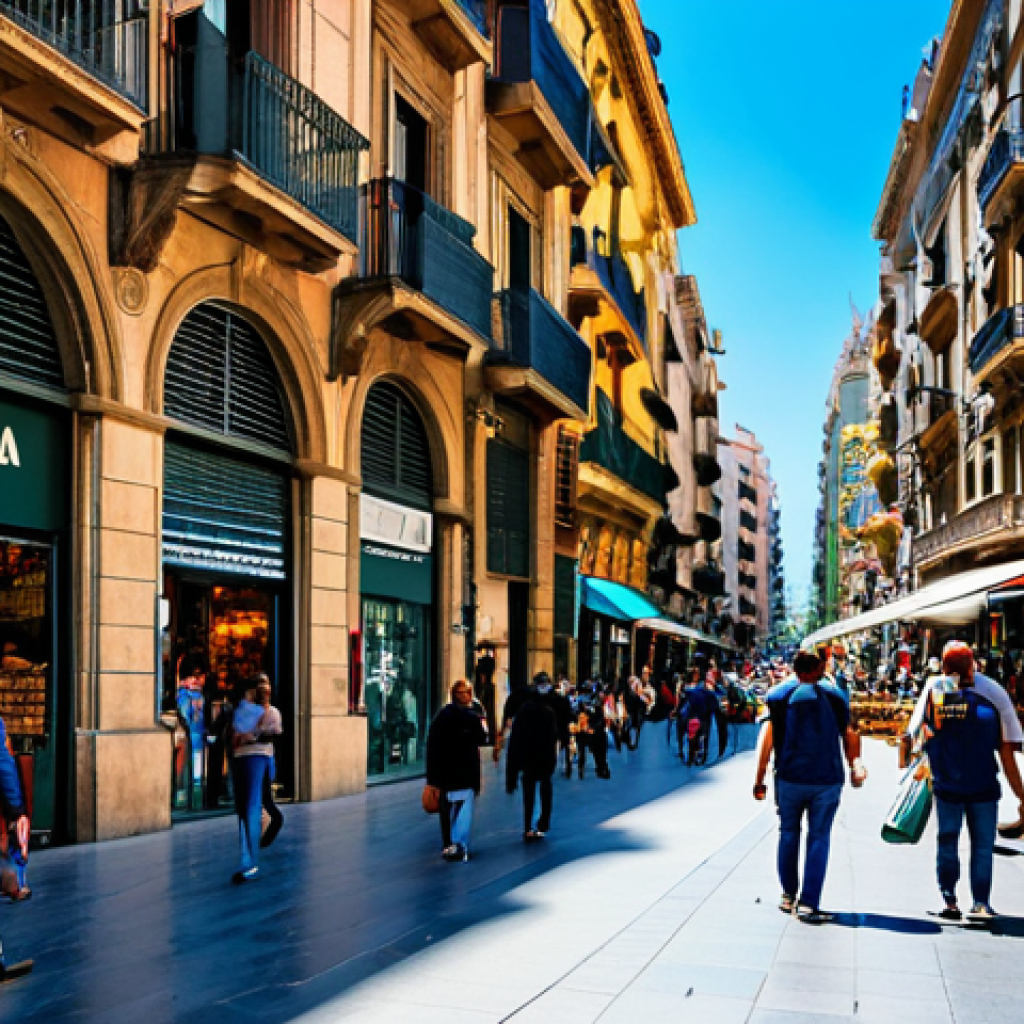 패스 오브 엑자일 신작 콘텐츠 루머 - Bustling Barcelona Street Scene** "A vibrant street in Barcelona, Spain, during the daytime. People...